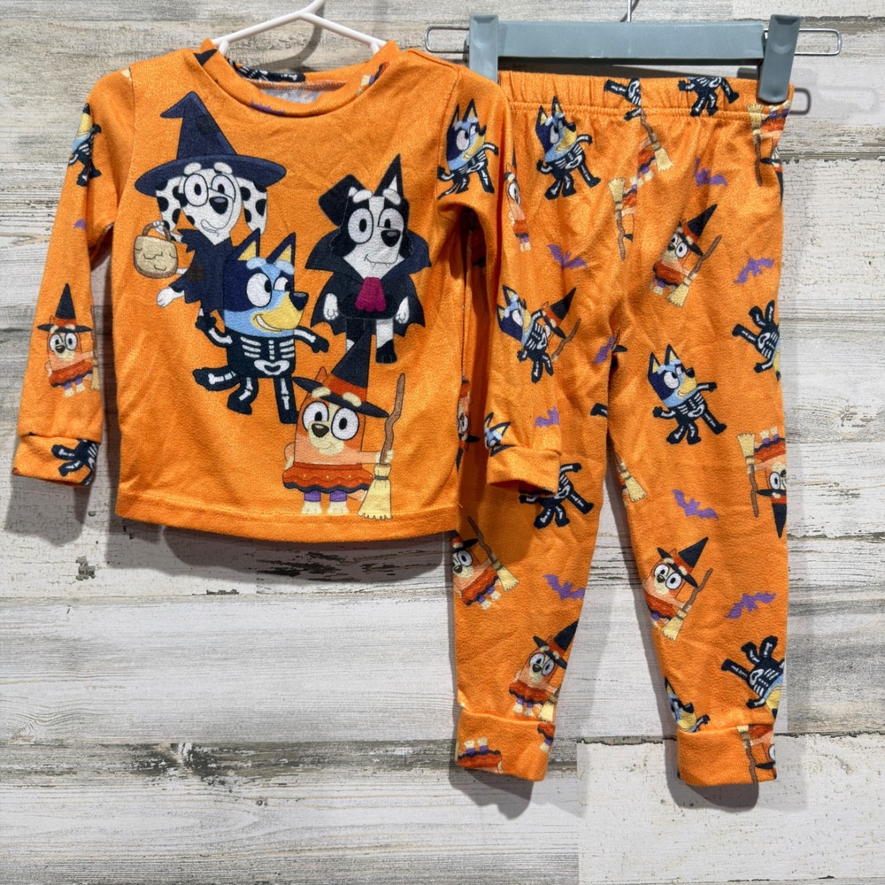Bluey Pajama Set Kids 3T Orange Halloween Costume Graphic Sleepwear